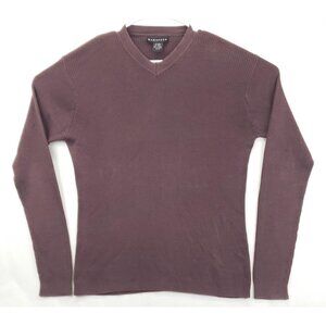 Baracuta Sweater Men Medium Purple Knitted Silk Ribbed Classic V-Neck Pullover